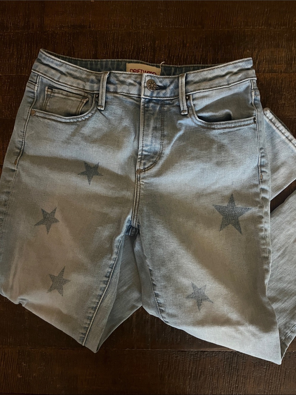 DRIFTWOOD Light Blue Star-Print Straight Leg Jeans